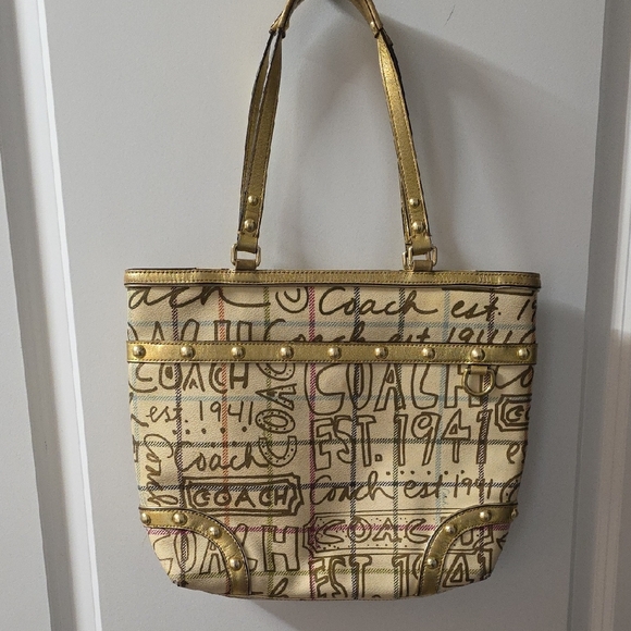 Coach Heritage Tattersall Graffiti Tote Bag - Picture 1 of 13